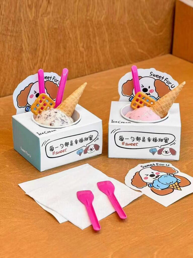 White & Blue Single-Serve Gelato Takeaway Kit with Custom Print