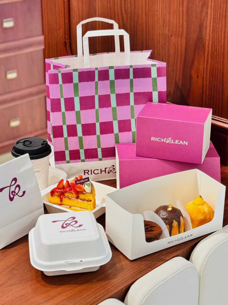 Complete Bakery Packaging Set: Dessert Boxes + Tote Bags + Accessories