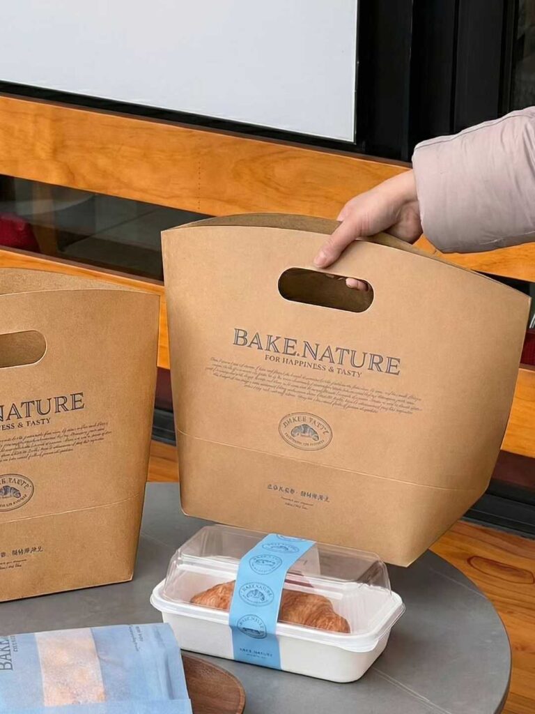 Custom Branded Pastry Bag with Food-Safe Kraft Paper Material