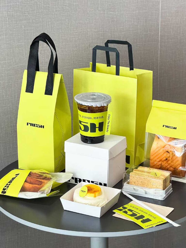 Bulk Wholesale Neon Green Bakery Bags with Custom Logo