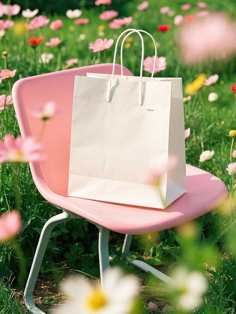 Disposable & Reusable White Paper Carrier Bag for Retail
