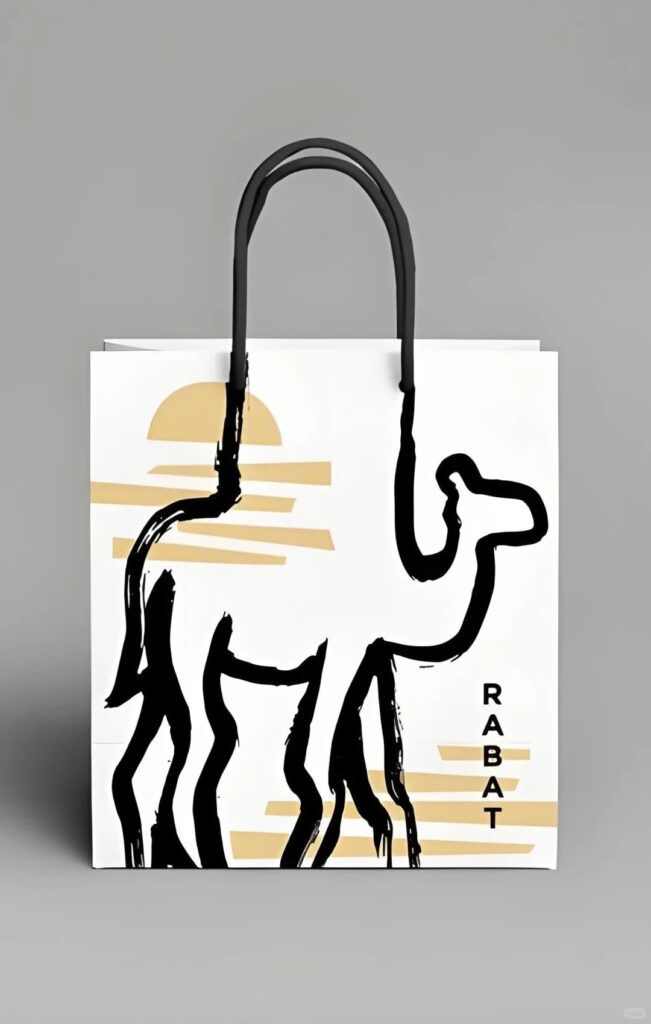 Personalized Desert-inspired Paper Bag with Custom Camel Brushstroke Print